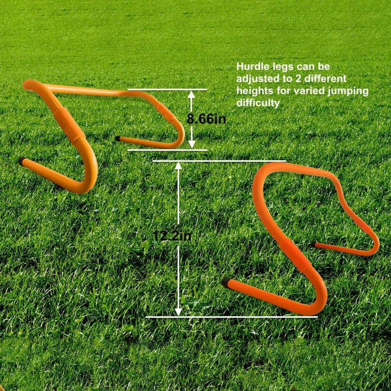 TOCO FREIDO Speed Training Hurdles Set - Agility Footwork Training and Speed Hurdles Ladder, 4 Adjustable Training Hurdle, 20ft Agility Ladder Set with 12 Rungs, 1 Running Parachute and Footwork Drills Equipment - Image 5